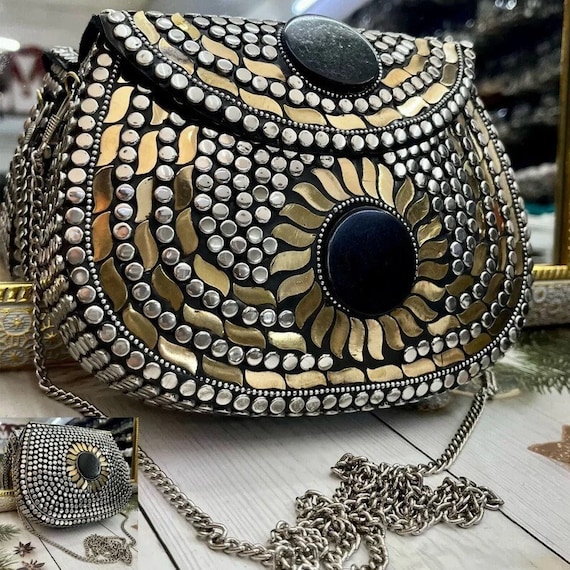 Buy Shakuntla Vintage Clutch Vintage Bag Handmade Metal Bag Mosaic Stone  Purse Shell Bag Hand Clutch Handbag For Women Online at Best Prices in  India - JioMart.