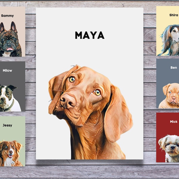 Hundeportrait Personalisiert Individuell Poster Comic Haustier Erinnerung Wandkunst Digital Download