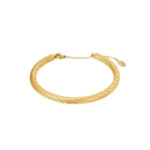 Armband Armreif Silber oder Gold gedreht, Edelstahl, Einheitsgröße
