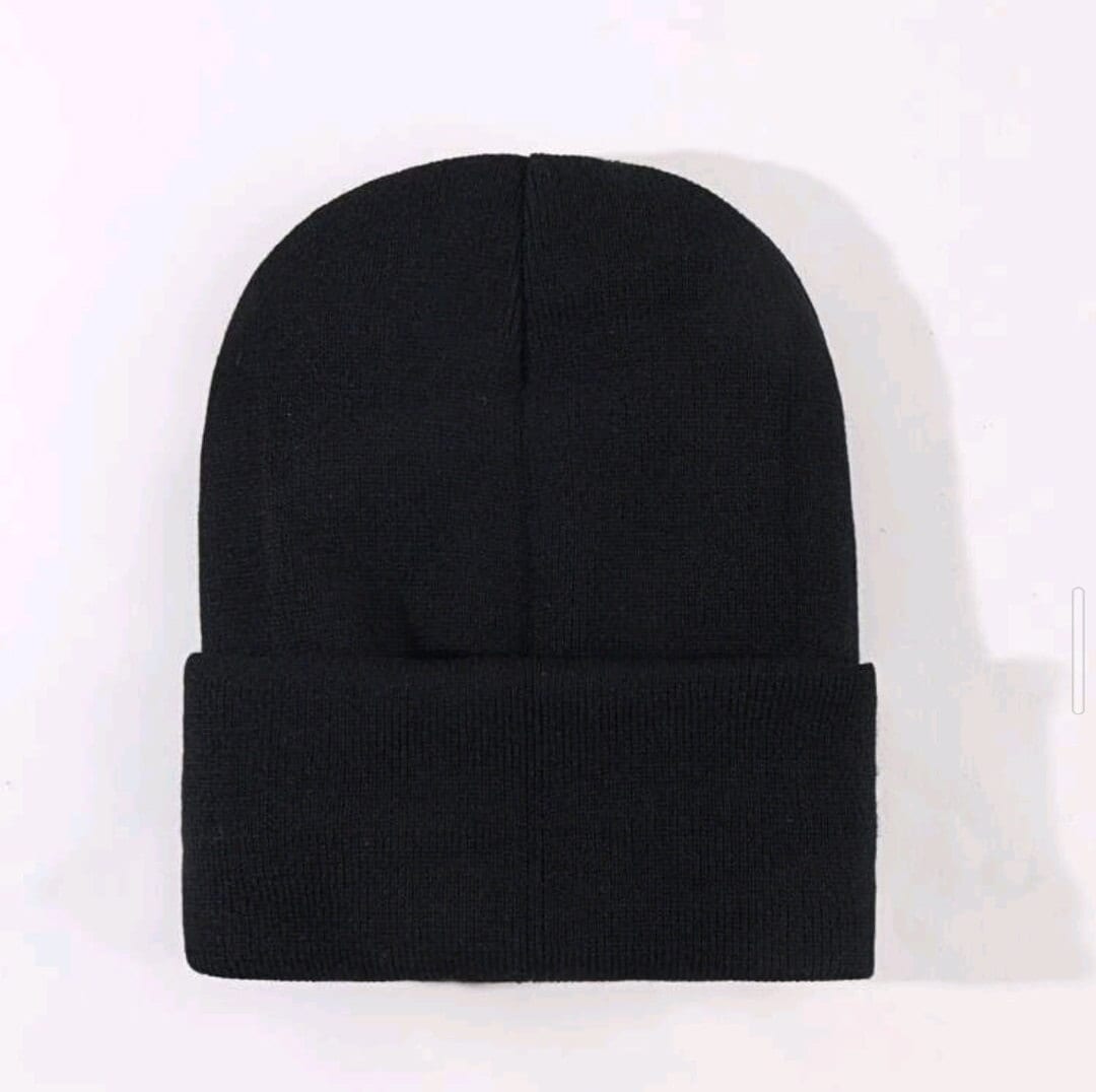Black Satin-Lined Knit Beanie: Slouchy Winter Cap