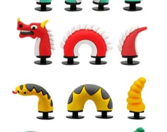 Dragon & Snake Shoe Charms - 3D Reptile Clog Decorations - 6 PCS
