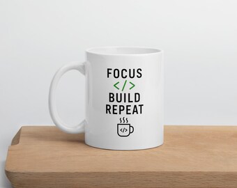 Focus, Build, Repeat Coffee Mug