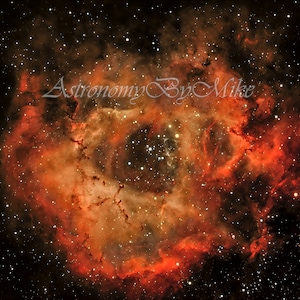 The Rosette Nebula, wall art, room decor, beautiful nebula, evening sky telescope astrographs