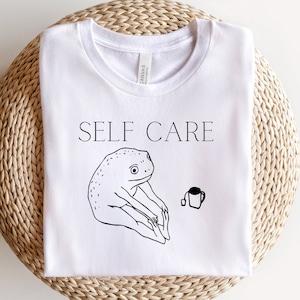 Self-Care Frog, Yoga Shirt, Mental Health Shirt, Funny Gift, Unisex, Graphic Tee