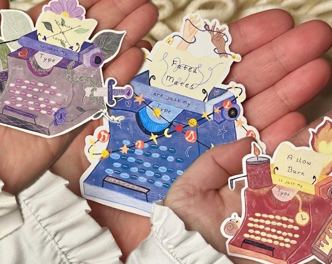 Book Trope Stickers, Typewriter, Weatherproof Vinyl, Romance