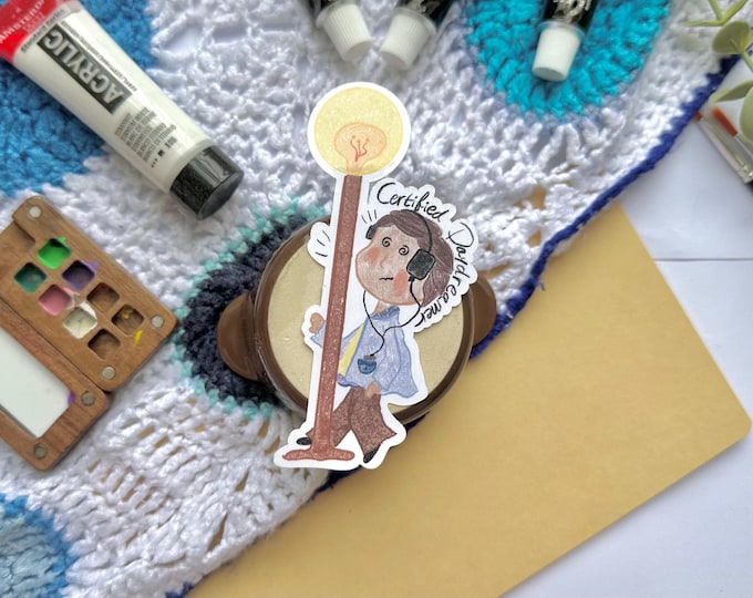 Daydreamer sticker, Glossy Laminated Vinyl, Waterproof, Certified dreamer running into lamp post, Handmade
