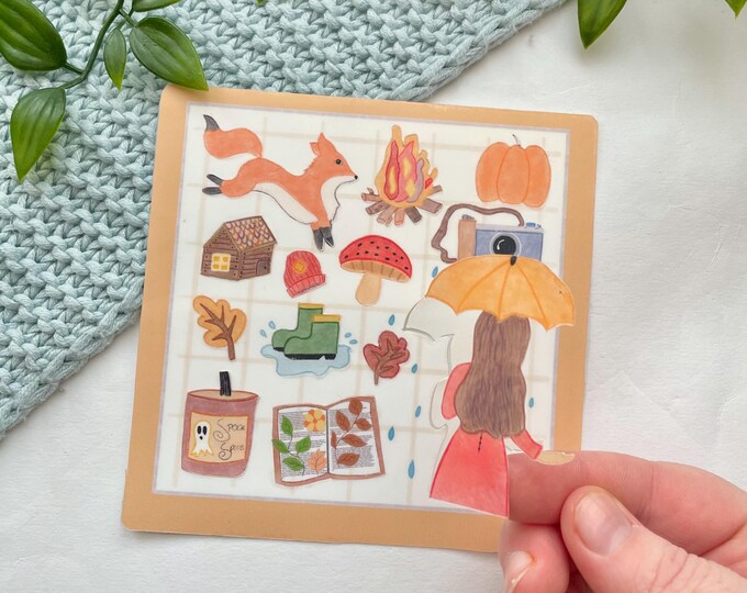 Autumn Stickersheet | Weatherproof Matte Vinyl, Fall Theme Handmade