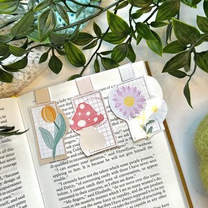 Magnetische Lesezeichen | 3er-Set | Blumen Pilz Lesezeichen Buchzeichen Buchliebhaber Bücherwurm Lesezeichen | Handgefertigt