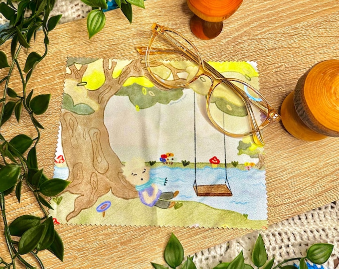 Microfiber cleaning cloth | Illustration garden art sleeping child | Glasses cloth
