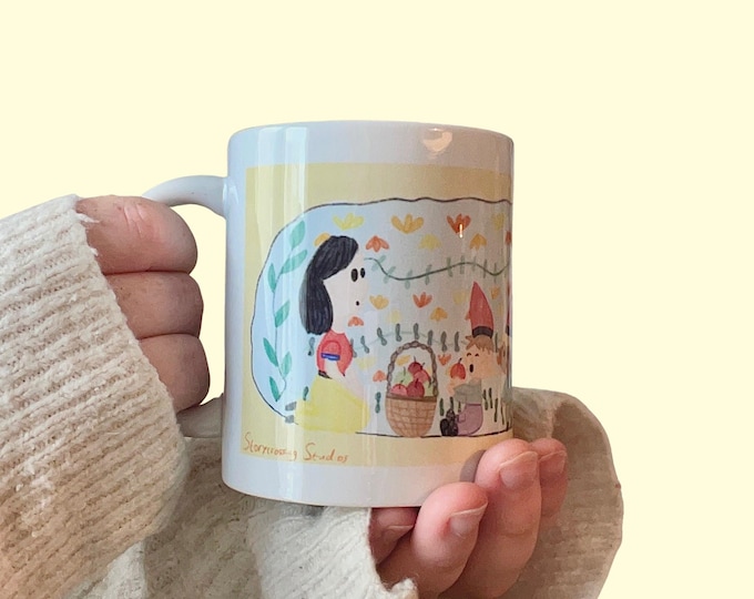 Snow white ceramic fairy tale mug: Dishwasher safe