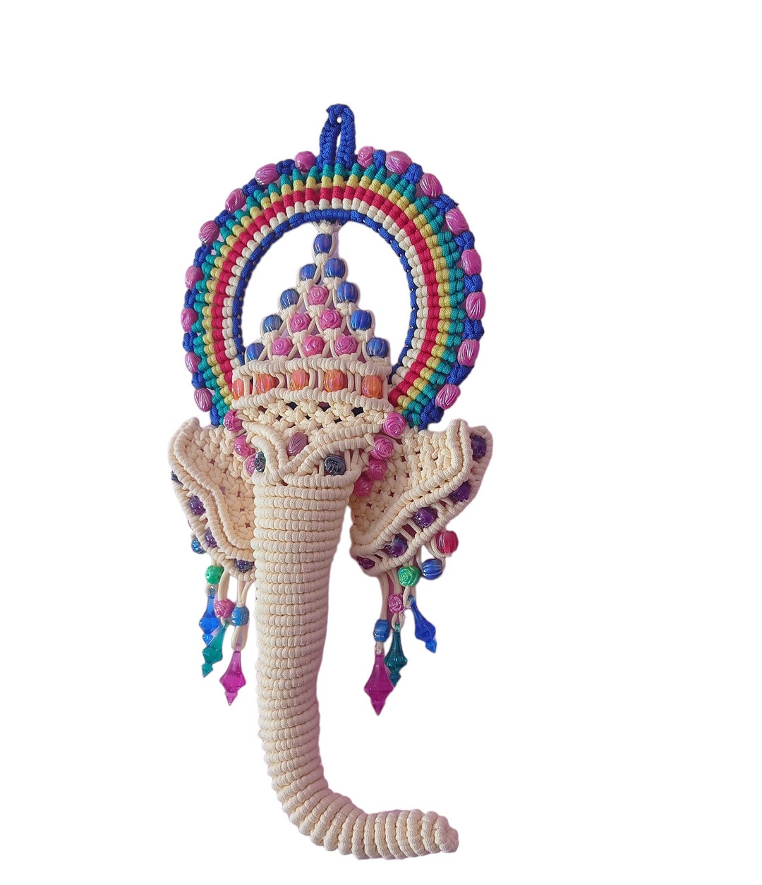 Handmade Lord Ganesh Macrame Wall Hanging Cream Colour With Etsy