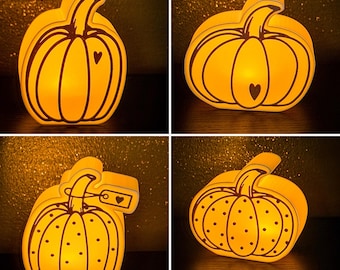 Pumpkin light | Autumn greeting | Gift idea | Pumpkin light made of PLA | Autumn decoration with 2 balloon lights | 3D printed | Gift idea with card