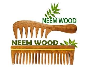 Neem Wooden Comb for Hair Set of 2 | Wide Tooth Neem Wood Comb For Women & Men