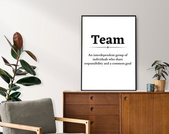 Team Definition Poster Growth Mindset Poster Teamwork Motivational Office Decor Printable Wall Art Work Bestie Leaving Gift Work Colleague
