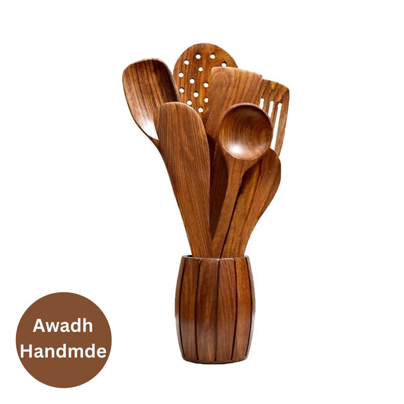 Wooden Spoon Natural Handmade Cooking Spoon Set Kitchen Utensils Tools