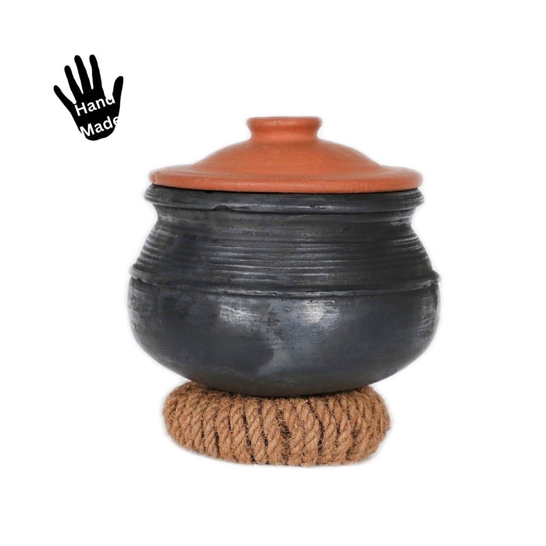 Unglazed Clay Pot for Cooking With Lid/ Lead Free Clay Cooking Pot