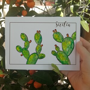 PRINTABLE  card, Printable Sicily Card, Sicily Cactus Card, Cute Sicily Light Card, Printable Cactus Card