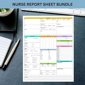 Medisch chirurgisch verpleegkundig rapportbladbundel AM/PM, meerdere kleuren, telemetrie verpleegkundig rapport, nieuw afstudeerrapportblad, digitale download