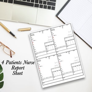 4 Pacientes Hoja de Enfermería Informe AM/PM, Médico Quirúrgico, Telemetría, Enfermería RN, Hoja de Informe, Nuevo Graduado, Plantilla Imprimible, Descarga Digital