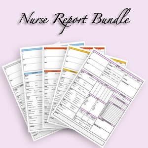 Nurse Report Sheet Bundle, Nurse Brain Sheet, 5 Colors, Nurse Report, RN Nursing, New Grad, SBAR, Patient Assessment, Printable Template