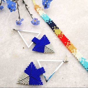 Handmade Adjustable Miyuki Earrings, Blue Earrigs, Miyuki Bead Earrings, Gift for Girlfriend, Unique Earrings, Trendy Earrings; Earrings