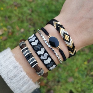 Handmade Adjustable Miyuki Bracelet, Miyuki Bead Bracelet, Valentine&#39;s day Gift, Friendship Bracelet, Miyuki Pattern, Unique Bracelet