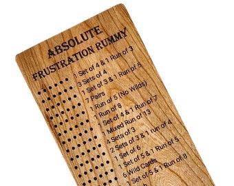 Absolute Frustration Rummy Wooden Board Game, Handmade in Canada, Solid Wood, Personalized