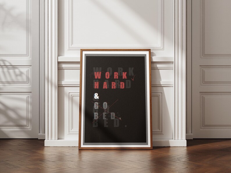 Work Hard Printable Poster: Motivational Office Wall Art for Dopamine ...