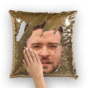 Justin Timberlake Sequin Pillow | Celebrity Pillow Cushions | Cool Pillow Case | Funny Gift Idea for The Social Network Movie Fans