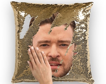 Justin Timberlake Sequin Pillow | Celebrity Pillow Cushions | Cool Pillow Case | Funny Gift Idea for The Social Network Movie Fans
