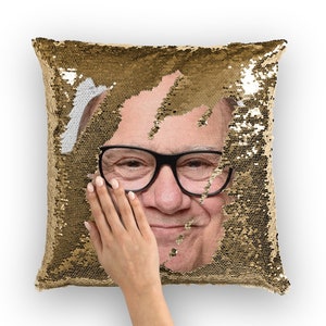 Danny DeVito Pailletten Kissen | Promi-Kissenkissen | Cooler Kissenbezug | Lustige Geschenkidee für Matilda Film Fans