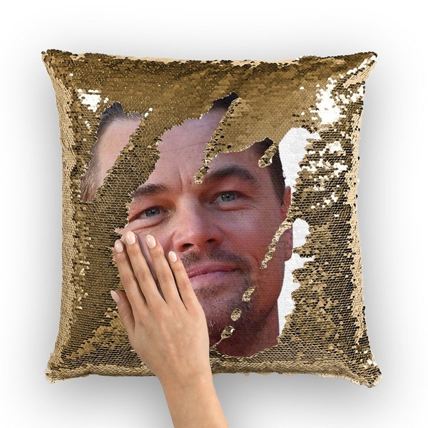 Leonardo DiCaprio Sequin Pillow | Celebrity Pillow Cushions | Cool Pillow Case | Funny Gift Idea for Titanic Fans