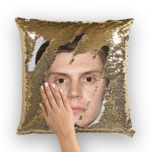 Evan Peters Sequin Pillow | Celebrity Pillow Cushions | Cool Pillow Case | Funny Gift Idea for Pose Movie Fans