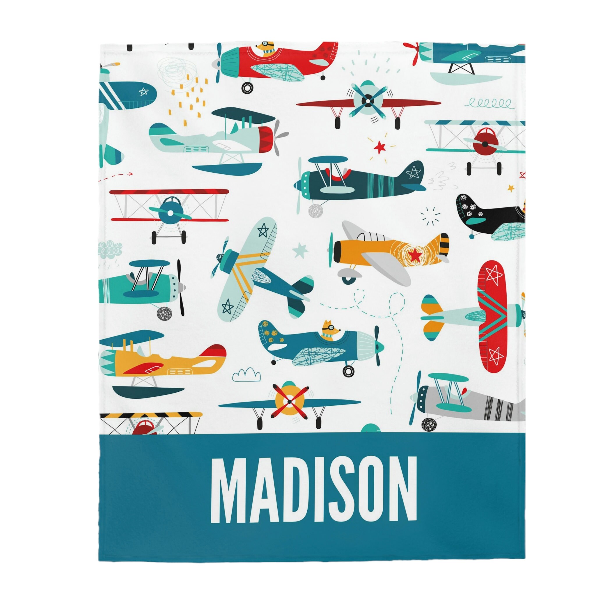 Personalized Airplane Blanket, Cute Custom Blanket With Planes, Custom ...
