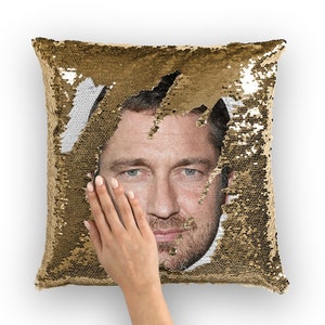Gerard Butler Sequin Pillow | Celebrity Pillow Cushions | Cool Pillow Case | Funny Gift Idea for Coriolanus Movie Fans