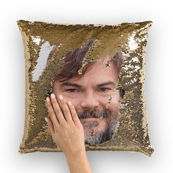 Jack Black Sequin Pillow | Celebrity Pillow Cushions | Cool Pillow Case | Funny Gift Idea for School of Rock Movie Fans