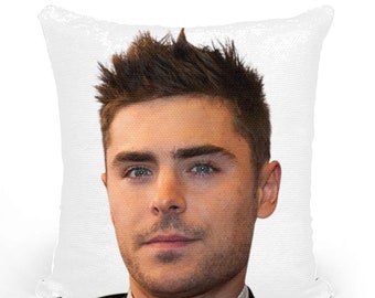 Zac Efron Sequin Pillow Celebrity Pillow Cushions Cool Pillow