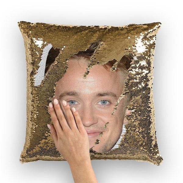 Tom Felton pailletten kussen | Kussenkussens voor beroemdheden | Stoere kussensloop | Grappig cadeau-idee voor Belle Movie-fans