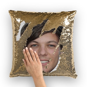Louis Tomlinson Sequin Pillow | Celebrity Pillow Cushions | Cool Pillow Case | Funny Gift Idea for Louis Tomlinson Fans