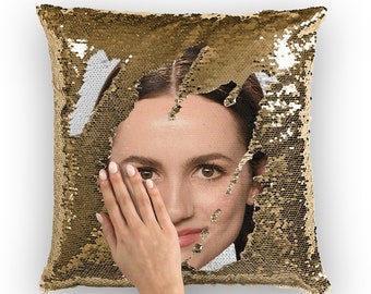 Maude Apatow Sequin Pillow | Celebrity Pillow Cushions | Cool Pillow Case | Funny Gift Idea for Other People Movie Fans
