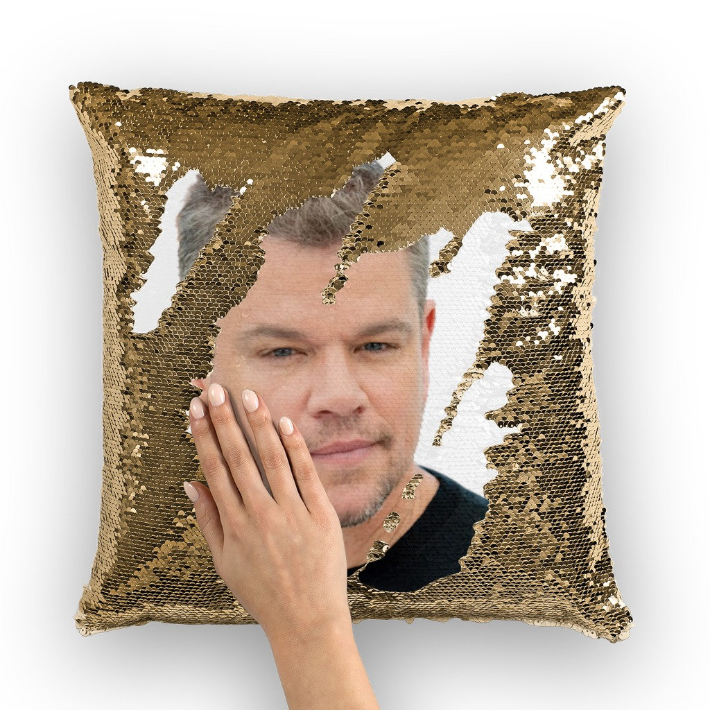 Almohada de lentejuelas Matt Damon / Cojines de almohada de celebridades / Funda de almohada fresca / Idea de regalo divertida