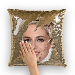 Kristen Stewart Sequin Pillow | Celebrity Pillow Cushions | Cool Pillow Case | Funny Gift Idea for Spencer Movie Fans