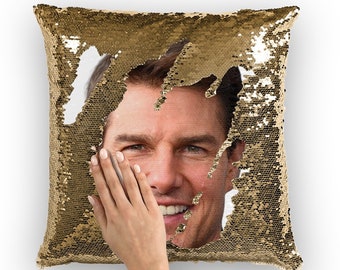 Tom Cruise Sequin Pillow | Celebrity Pillow Cushions | Cool Pillow Case | Funny Gift Idea for Mission: Impossible Fans