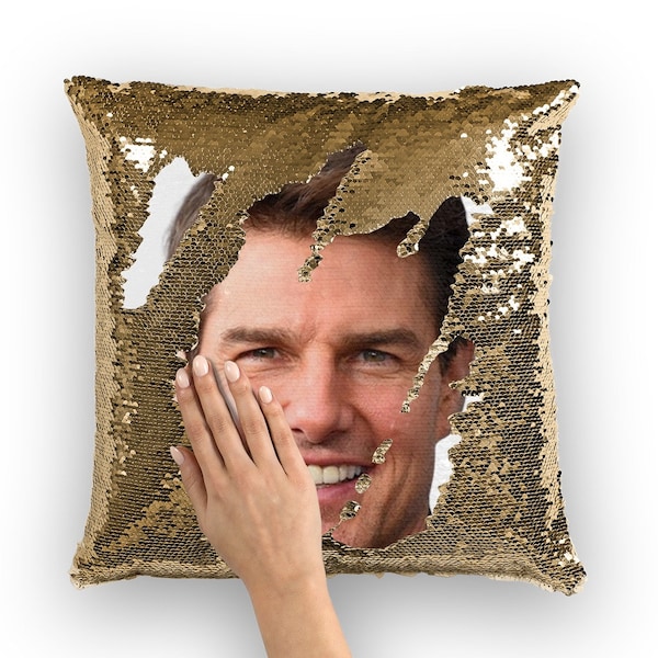 Tom Cruise Sequin Pillow | Celebrity Pillow Cushions | Cool Pillow Case | Funny Gift Idea for Mission: Impossible Fans