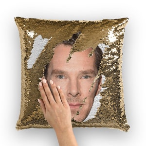 Almohada de lentejuelas Benedict Cumberbatch / Cojines de almohada de celebridades / Funda de almohada fresca / Idea de regalo divertida para los fanáticos de la película del juego de imitación