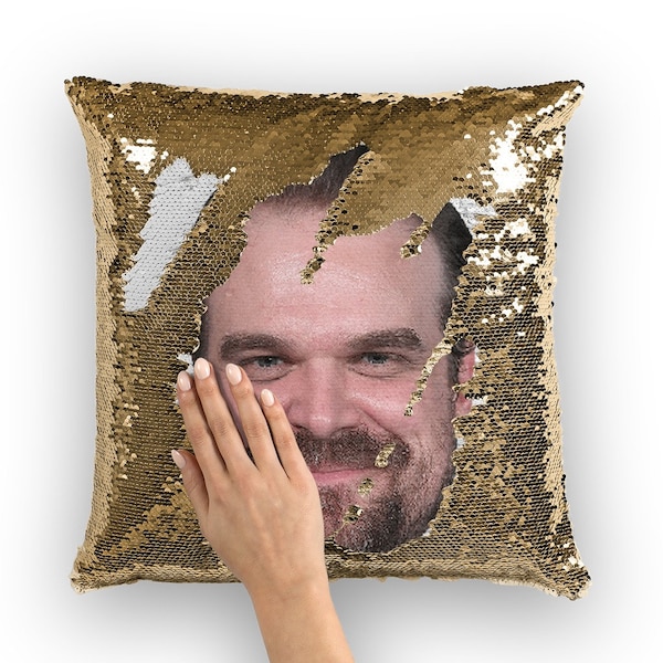 David Harbour Sequin Pillow | Celebrity Pillow Cushions | Cool Pillow Case | Funny Gift Idea for Brokeback Mountain Movie Fans