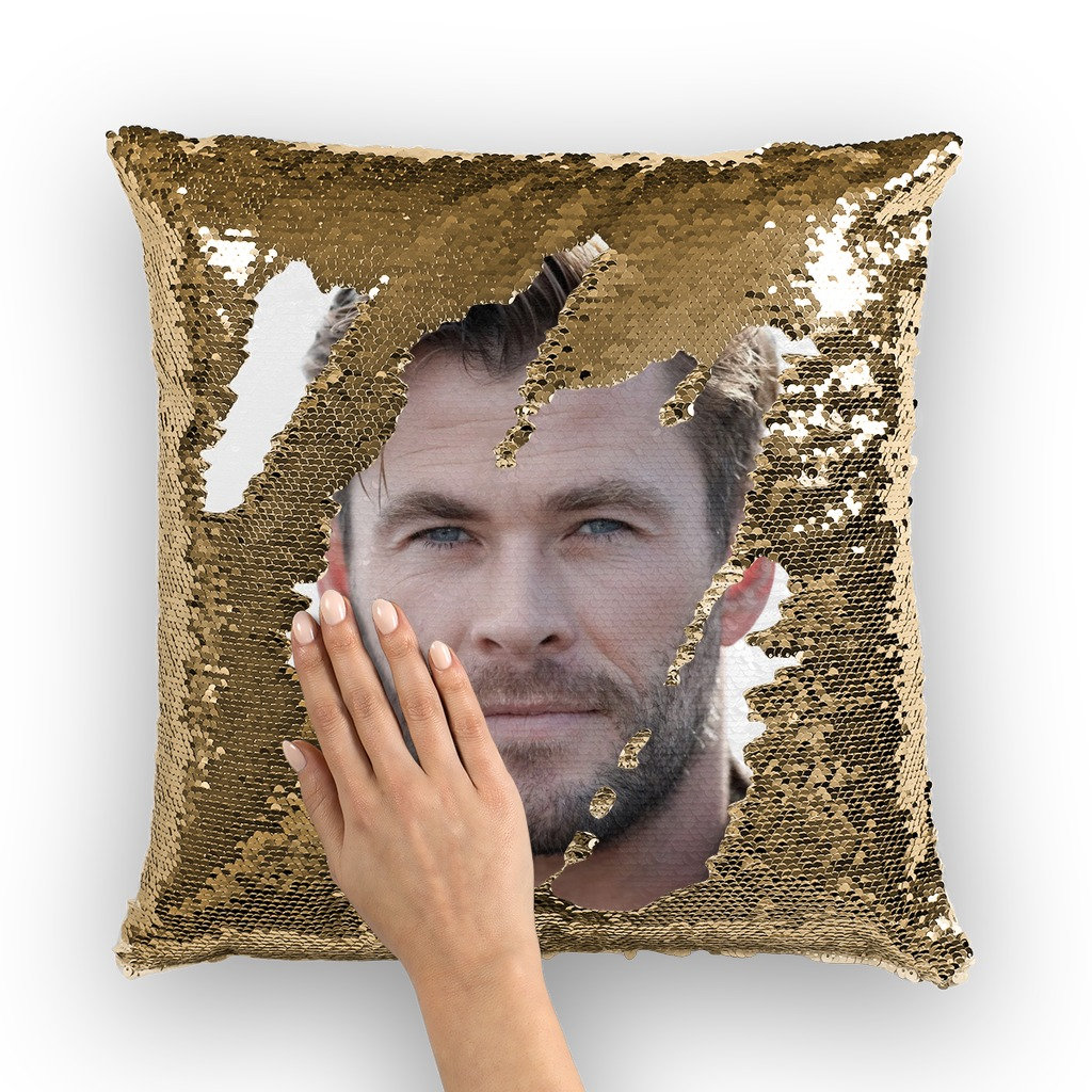 Chris Hemsworth Sequin Pillow Celebrity Pillow Cushions Cool Pillow Case Funny Gift Idea for Thor Movie Fans Etsy