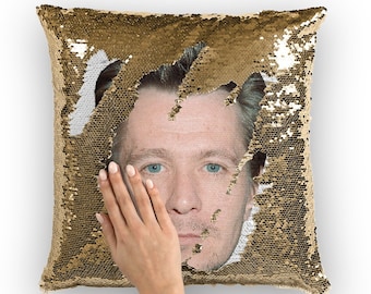 Gary Oldman Sequin Pillow | Celebrity Pillow Cushions | Cool Pillow Case | Funny Gift Idea for Mank Movie Fans