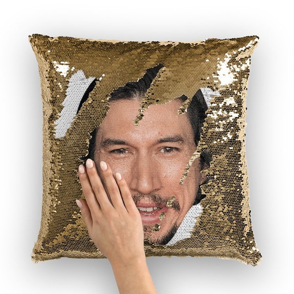 Oreiller à paillettes Adam Driver | Coussins d’oreiller de célébrités | Taie d’oreiller cool | Idée cadeau amusante pour Et si ? Les cinéphiles