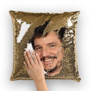 Pedro Pascal Sequin Pillow | Celebrity Pillow Cushions | Cool Pillow Case | Funny Gift Idea for Game of Thrones Fans